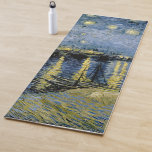 Starry Night  Vincent  van Gogh     Yoga Mat<br><div class="desc">Thatched Cottages at Cordeville. Vincent Willem van Gogh. Night landscape in dark blue and yellow tones. There is a bridge across the river. In the foreground, a man and a woman are walking along the embankment. The stars are shining in the sky. Reproduction of famous works of art images in...</div>