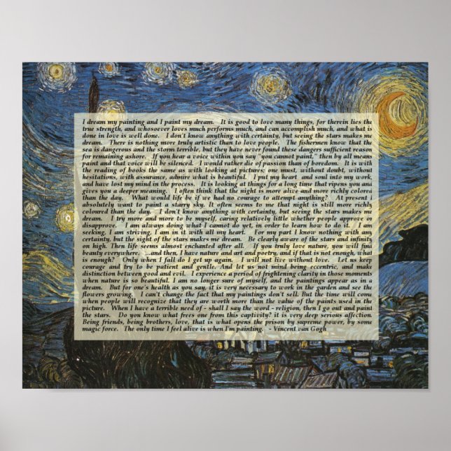 Starry Night Vincent's Words Artist Print (Front)