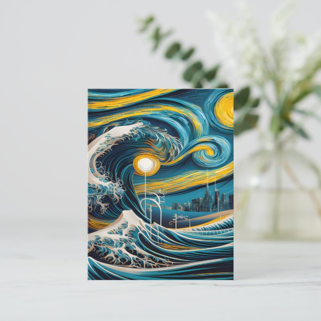 Starry Night Wave Postcard (Standing Front)