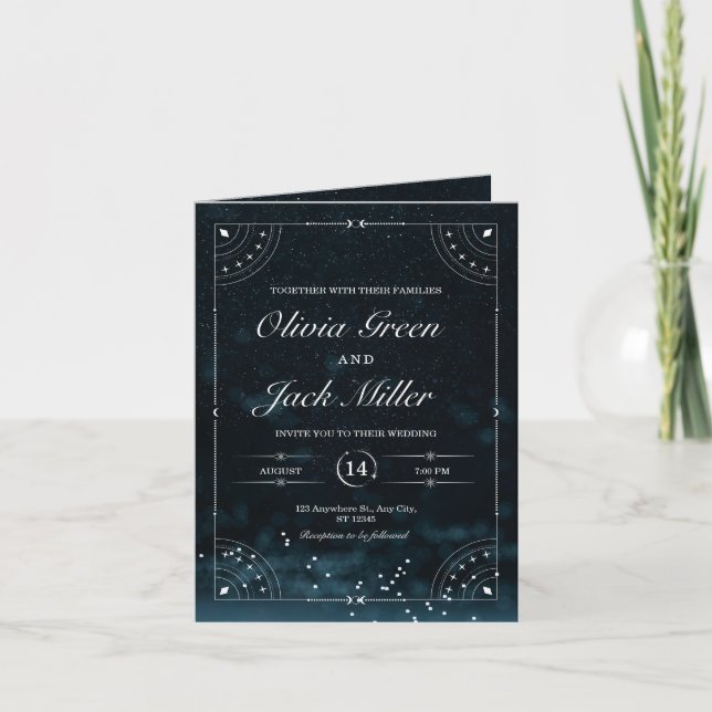 Starry Night Wedding Celestial Invitation (Front)