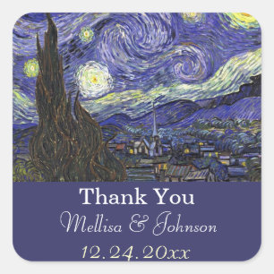 Starry Night wedding favour thank you stickers