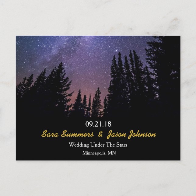 Starry Night Wedding Horizontal Save The Date Announcement Postcard (Front)