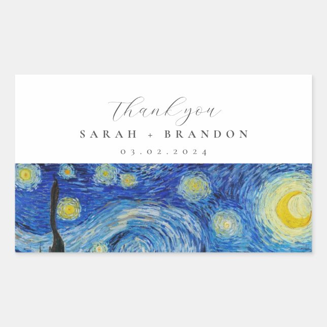 Starry Night Wedding Rectangular Sticker (Front)