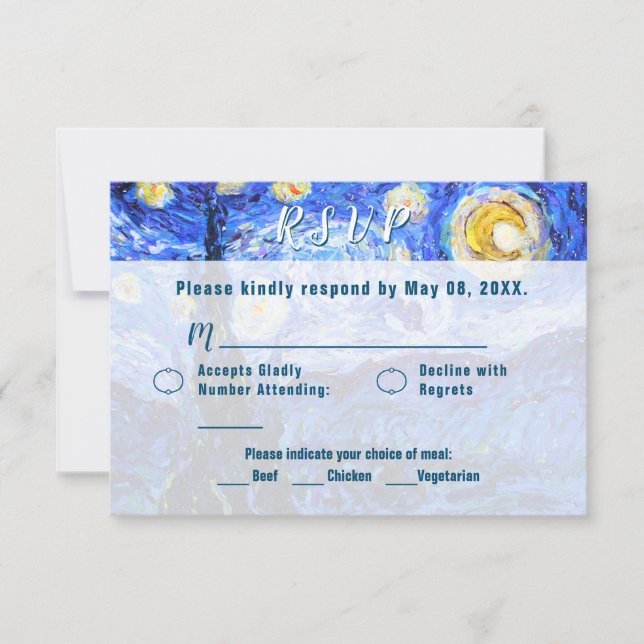 Starry Night Wedding RSVP Cartes Invitations perso (Devant)