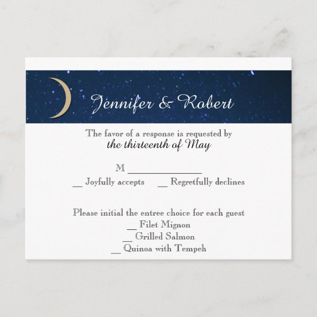 Starry Night Wedding RSVP Postcard (Front)