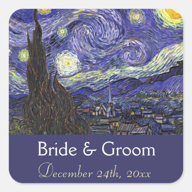 Starry Night wedding save the date Square Sticker (Front)