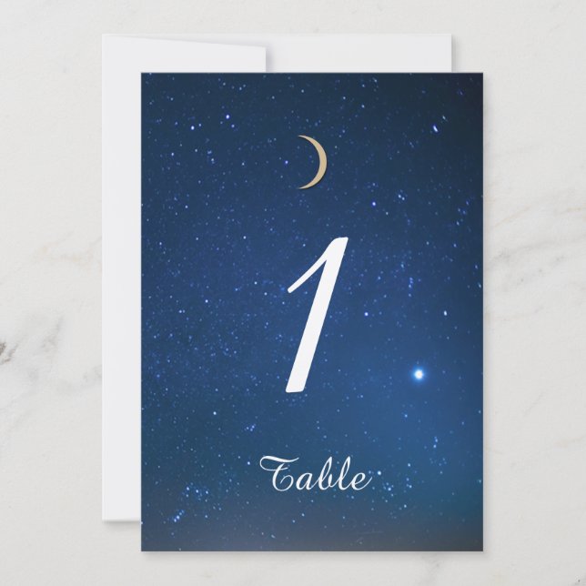 Starry Night Wedding Table Number (Front)