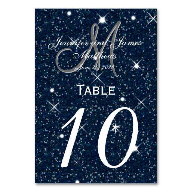Starry Night Wedding Table Number Card (Front)