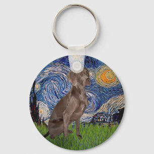 Starry Night - Weimaraner (Z) Keychain