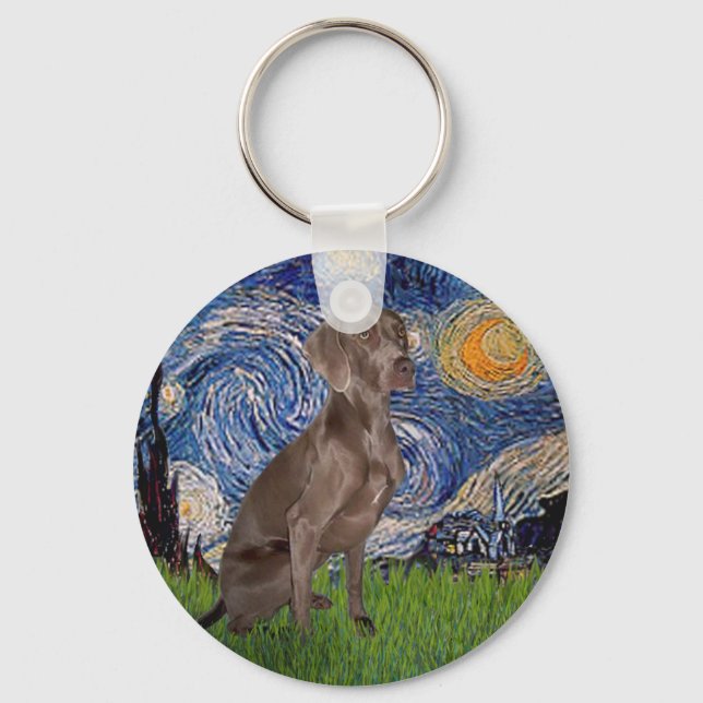 Starry Night - Weimaraner (Z) Keychain (Front)