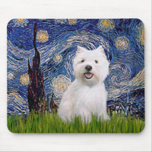Starry Night - Westie 2 Mouse Pad