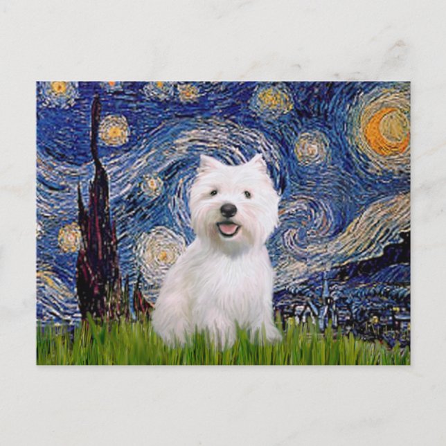 Starry Night - Westie 2 Postcard (Front)