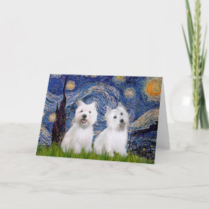 Starry Night - Westies (two) Card