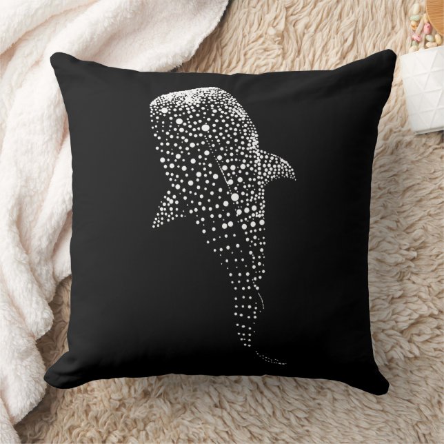 Starry Night Whale: Ocean's Celestial Guardian Throw Pillow (Blanket)