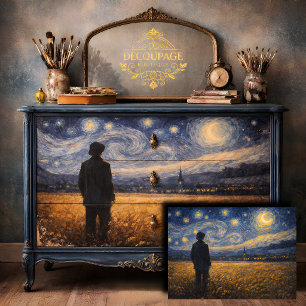 Starry Night Wheat Field Landscape Decoupage Tissue Paper