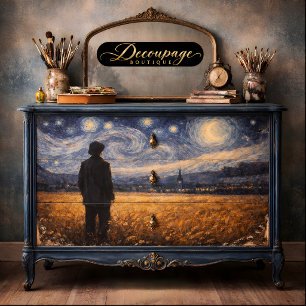 Starry Night Wheat Field Landscape Decoupage Tissue Paper