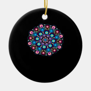 Starry Night Whimsigoth Dot Mandala Ceramic Ornament