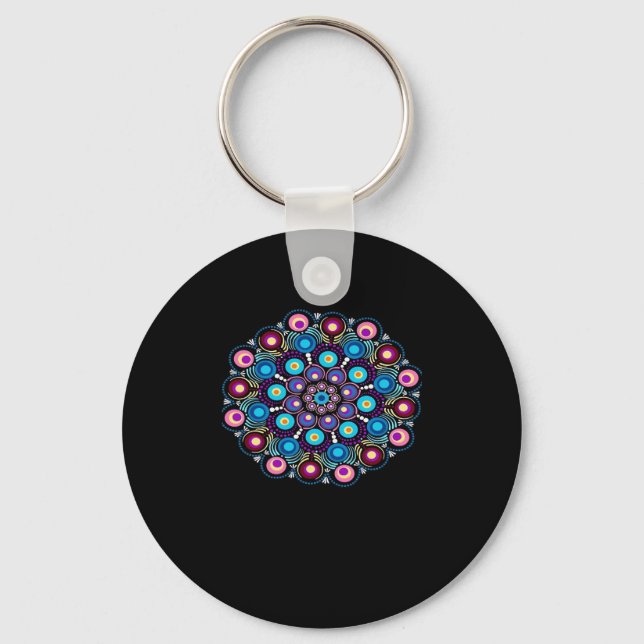 Starry Night Whimsigoth Dot Mandala Keychain (Front)