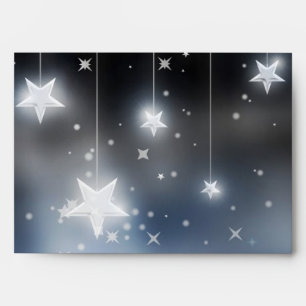 Starry NIght White Stars On Black & Blue Envelope