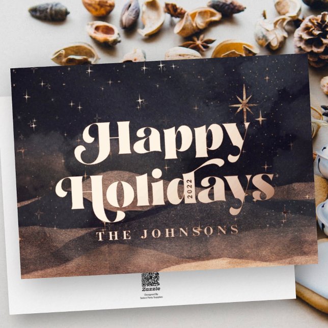 Starry Night Winter Sky Modern Elegant Chic Foil Holiday Card (Creator Uploaded)