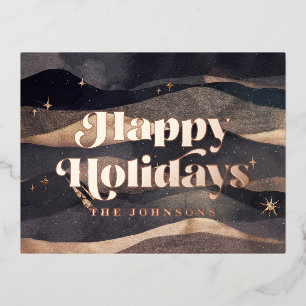 Starry Night Winter Sky Modern Elegant Chic Foil Holiday Postcard
