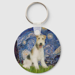 Starry Night - Wire Fox Terrier (M) Keychain