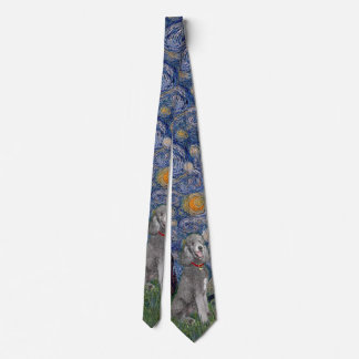 Starry Night with a Silver Standard Poodle #1 Tie