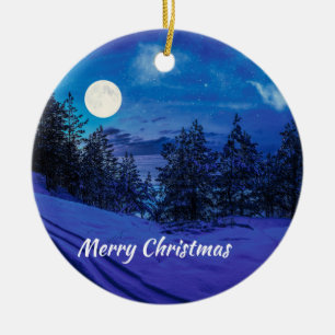 Starry night with full moon Ceramic Decoration