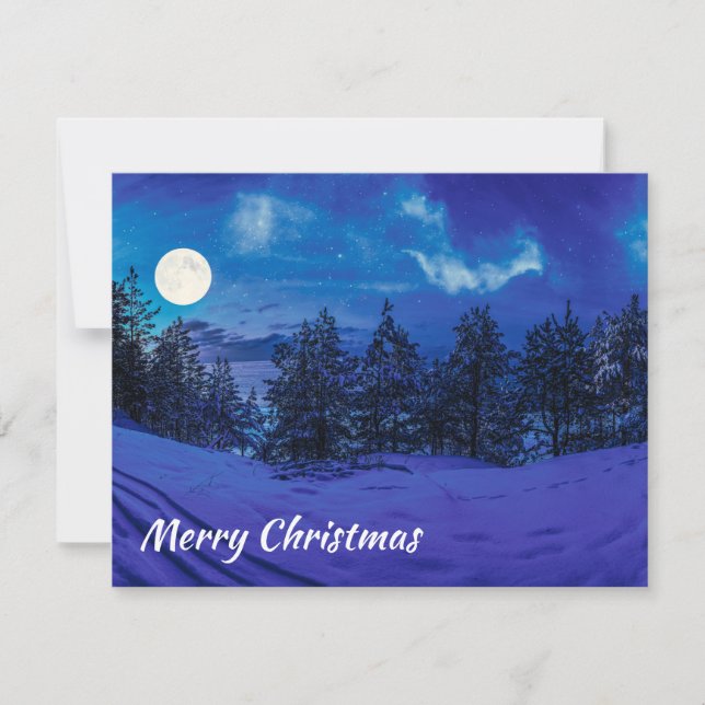 Starry night with full moon in forest card (Front)