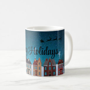 Starry Night With Santa Claus and Houses Coffee Mug