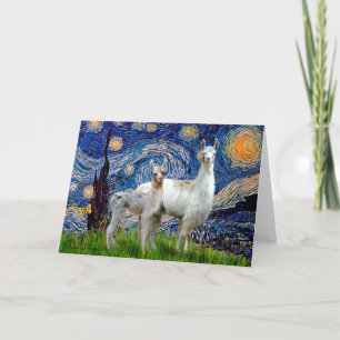 Starry Night with Two Llamas Card