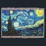 Starry Night, world famous painting by Van Gogh Throw Blanket<br><div class="desc">Starry Night,  popular painting by Vincent van Gogh</div>