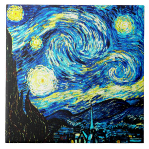 Starry Night, world famous painting by Van Gogh, Tile