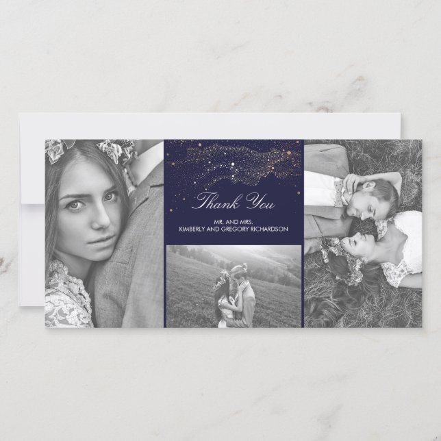 Starry Nights Marine et Gold Mariage Merci (Devant)