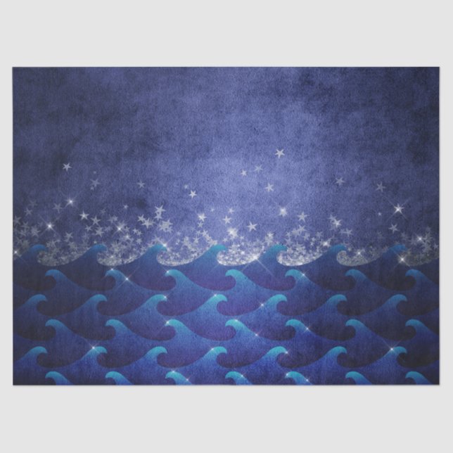 Starry Ocean Night Decoupage Tissue Paper (Front)