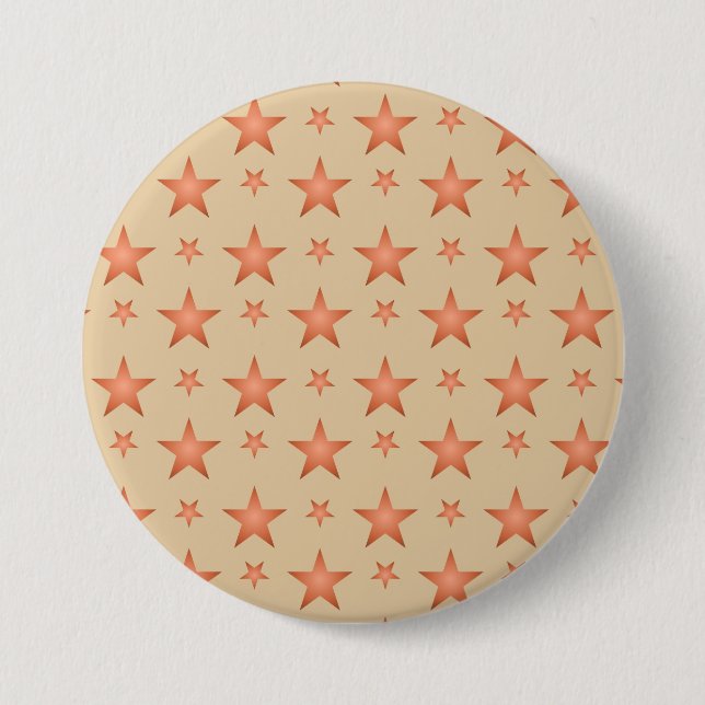 Starry pattern in gradient terracotta orange  3 inch round button (Front)