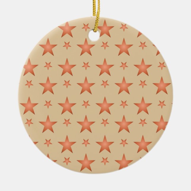 Starry pattern in gradient terracotta orange  ceramic ornament (Front)