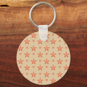 Starry pattern in gradient terracotta orange keychain