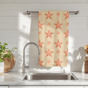 Starry pattern in gradient terracotta orange  kitchen towel