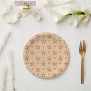 Starry pattern in gradient terracotta orange  paper plate