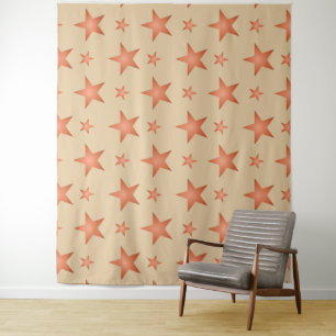 Starry pattern in gradient terracotta orange tapestry