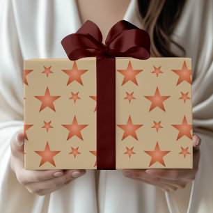 Starry pattern in gradient terracotta orange  wrapping paper