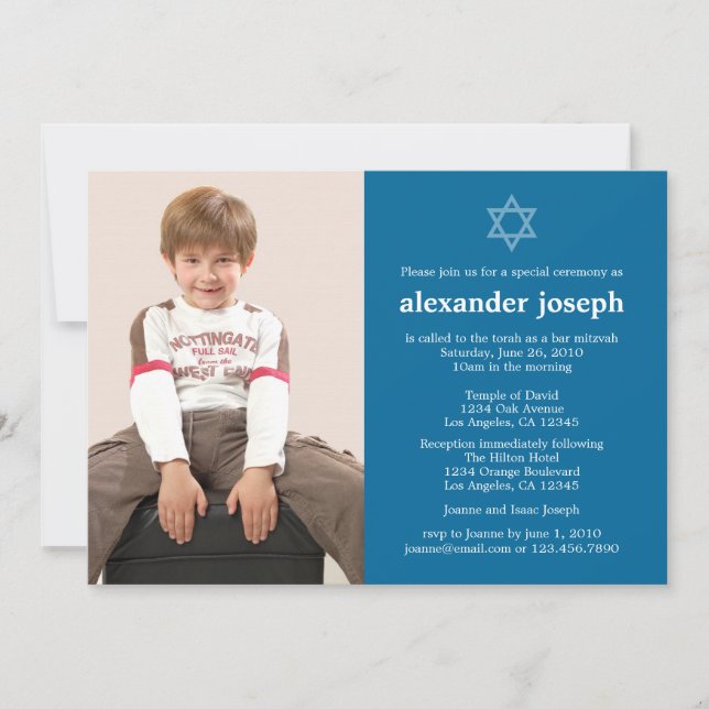 Starry Photo Bar Mitzvah Invitation (Front)