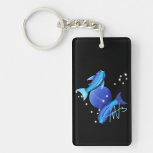 Starry Pisces Neptune Zodiac Keychain