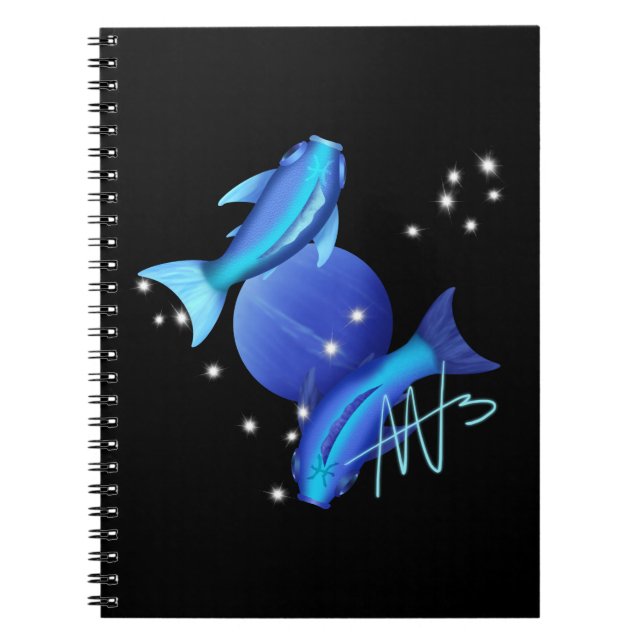 Starry Pisces Neptune Zodiac Notebook (Front)