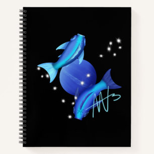 Starry Pisces Neptune Zodiac Spiral Notebook