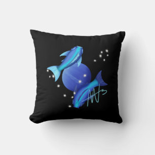 Starry Pisces Neptune Zodiac Throw Pillow