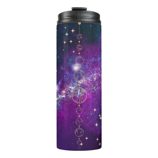 Starry Purple & Black Galaxy Thermal Tumbler  (Front)