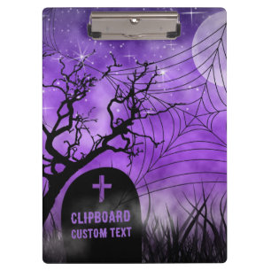 Starry Purple Ghoulish Goth Web Full Moon Clipboard