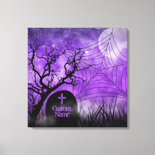 Starry Purple Goth Web Custom Wrapped Canvas